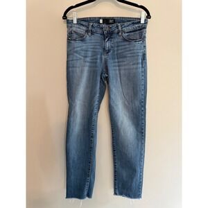 KUT from the Kloth Kurvy Diana Skinny Jeans Frayed Hem‎ Medium Wash